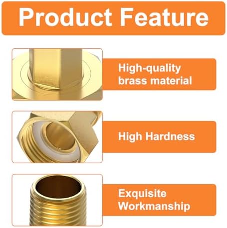 GASHER 5Pcs Brass Water Meter Pipe Fitting，1/2" NPT Male x 1" Female Adapter - Image 5