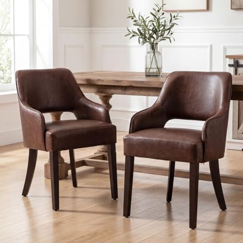 Faux Leather Upholstered Dining Chairs Set of 2 by DMFurniture