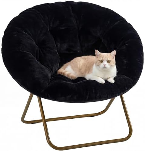 DUMOS Comfy Saucer Chairs Cozy Faux Fur Soft Lounge Cute Folding Bedroom Living by DumosLifestyle