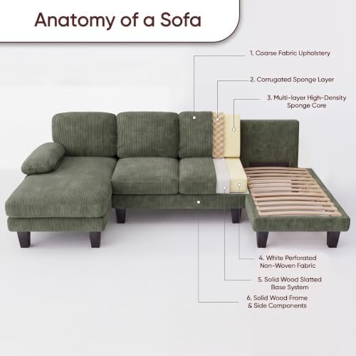 Furmax Sectional Couches for Living Room, Dark Green - Image 7