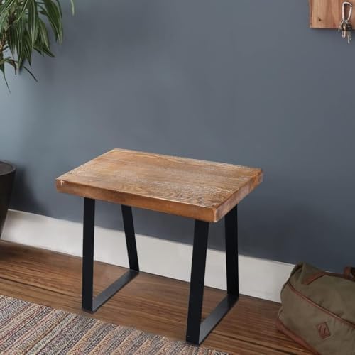 Solid Wood Bench 19"x12"x16"H Rectangle Entryway Stools Rustic Coffee End Table by Warmaxx-warmhomesweetdream