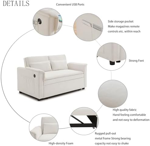 NicBex 55" Convertible Sleeper Sofa Bed - Image 4