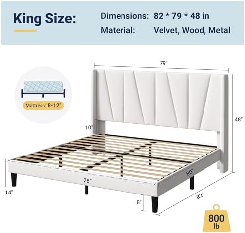 Allewie King Size Platform Velvet Bed Frame - Image 2