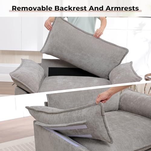Modern Oversized Accent Chairs Set of 2, Chenille Cloud Sofa Chair - Image 5