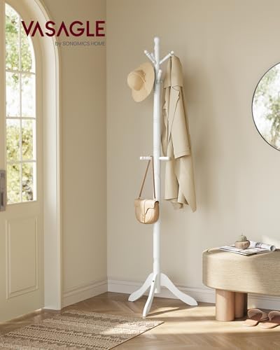 VASAGLE Freestanding Coat Rack, Rubber Wood Coat Tree - Image 2