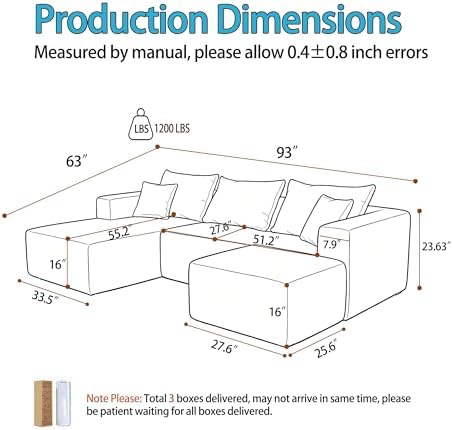 93" U-Shaped Boneless Couch, Corduroy Cloud Couch Sectional - Image 2