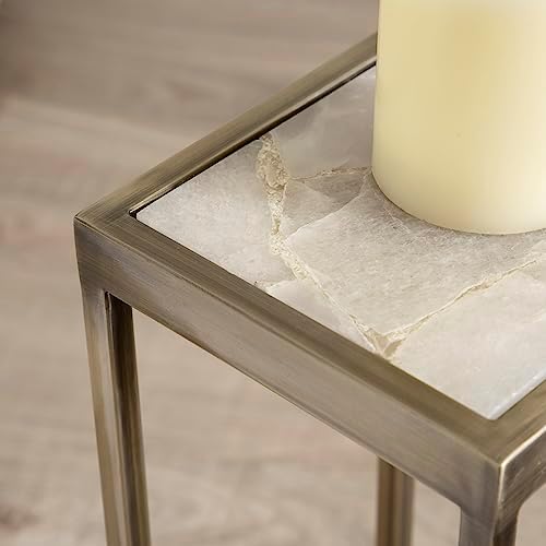 Kate and Laurel Jaspur Modern Square Drink Table, Natural Quartz and Brass - Image 5