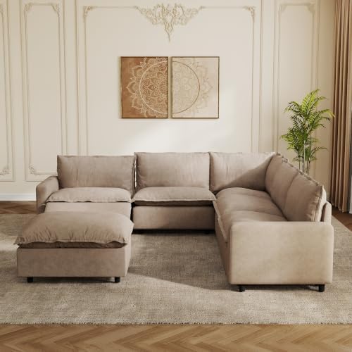 V-Shaped Power Recliner Cloud Couch Sectional, 5 Seater Modular Sectional Sofa by LovingAHome
