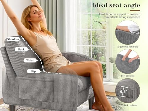 Homkdom Accent Chair with Side Pockets & Ergonomic Backrest - Image 4