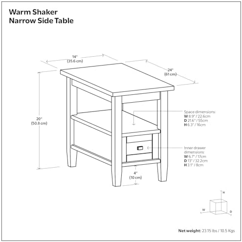 SIMPLIHOME Warm Shaker 14" Wide Solid Wood End Table in Charcoal Brown - Image 3