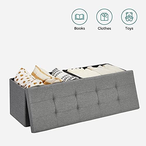 SONGMICS 43.3 Inches Storage Ottoman, Foldable Bench - Image 4