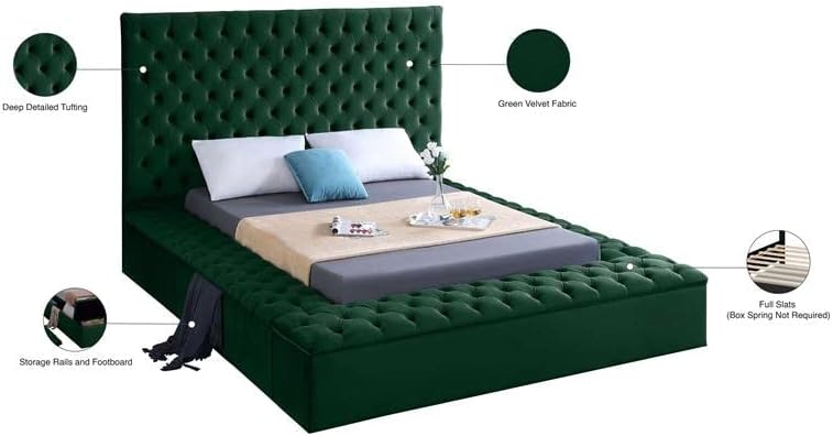 Meridian Furniture Bliss Collection Modern | Contemporary Velvet Upholstered Bed - Image 7