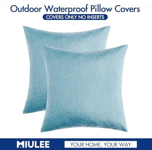 MIULEE Decorative Outdoor Pillow Covers Waterproof 18x18 Blue Gray - Image 6