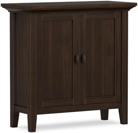 SIMPLIHOME Redmond 32" Wide Solid Wood Cabinet in Brunette Brown by SimpliHome
