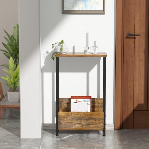 THUMEYE 7.1" Narrow Side Table for Small Spaces, 2 Tier Small End Table - Image 5