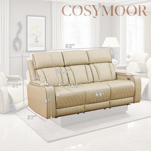 Power Recliner Set with LED Lights, Air Leather Reclining Sofa Set with USB - Image 2
