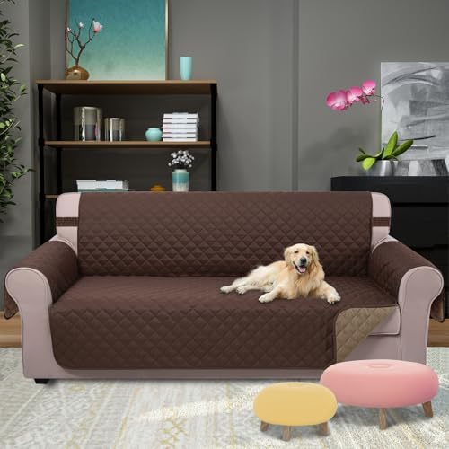 U-NICE HOME Large Sofa Cover Reversible Couch Cover, Chocolate/Taupe - Image 2