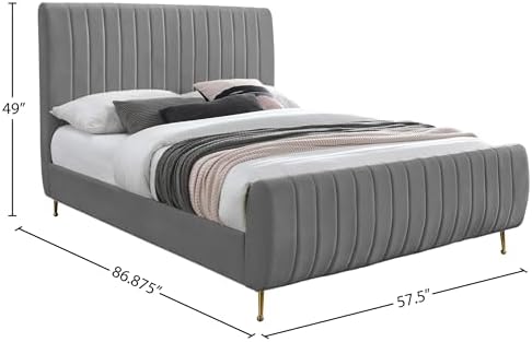 Meridian Furniture Zara Collection Modern | Contemporary Velvet Upholstered Bed - Image 3