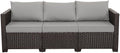 WAROOM Patio Couch PE Rattan 3-Seat Outdoor Sofa Brown Wicker Furniture Set by WAROOM