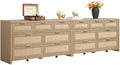 SICOTAS 7 Drawer Dressers for Bedroom Set 2, Long Rattan Dresser, Dresser TV by SICOTAS