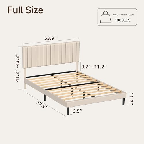 Full Velvet Bed Frame with Vertical Channel Tufted Headboard Beige - Image 2