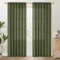 YoungsTex Olive Green Linen Curtains 80 Inch Length by YoungsTex