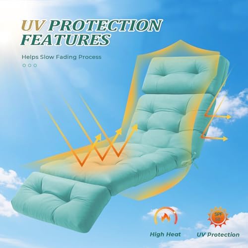 Chaise Lounge Cushion Outdoor, 74.4" x 22" Waterproof Patio Lounge Chair - Image 5