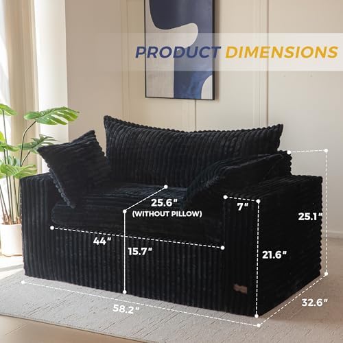 MAXYOYO Boneless Couch, 59-Inch Couch in a Box, Deep Loveseat - Image 2