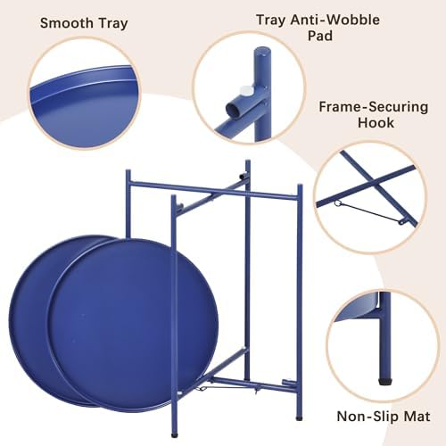 2-Tier Round End Side Table, Small Metal Side Table - Image 4