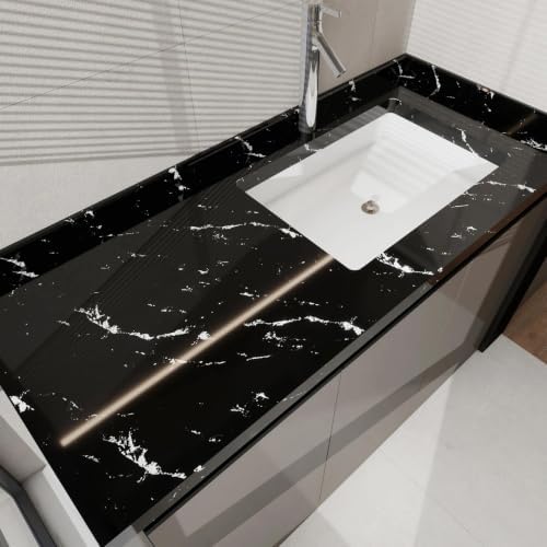 Glossy Black Marble Contact Paper - Image 4