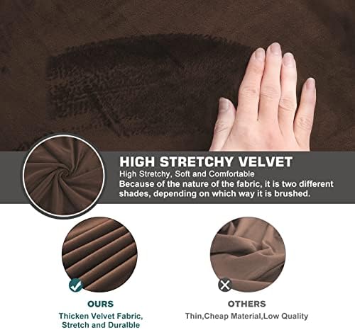NeColorLife Ottoman Cover Square Velvet Ottoman Slipcover Thick Stretchable - Image 3