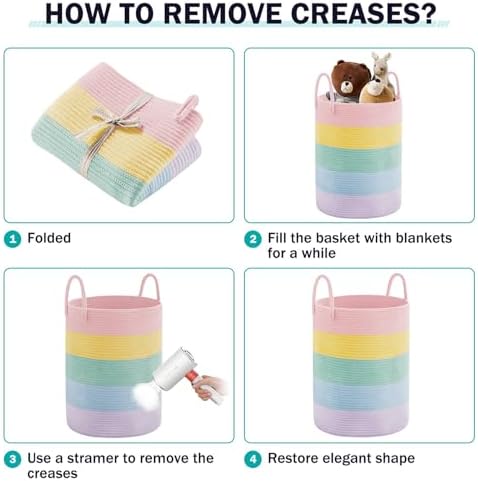YOUDENOVA Cotton Rope Laundry Hamper Basket, 58L Blanket Basket - Image 7