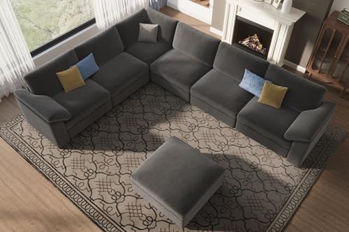 EASE MOOSE Oversized L Shape Sectional Deep Seat Modular Sofa, Dark Gray - Image 4