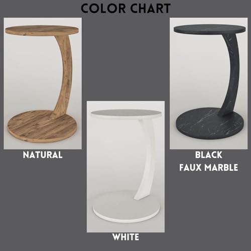C Shaped End Table for Couch Small Places, Space Saver Round Side Table for - Image 5