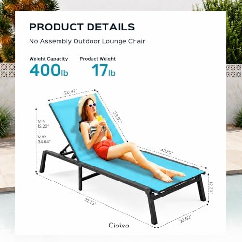 Ciokea Aluminum Foldable Lounge Chairs Set of 2 - Image 2
