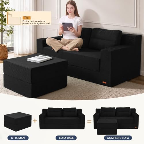 COMAX Futon Sofa Bed, Convertible Sofa Bed, Folding Boneless Couches - Image 3