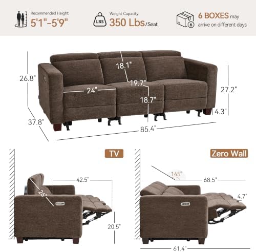 MCombo 85.4'' Zero Wall Hugger Power Recliner Sofa - Image 3