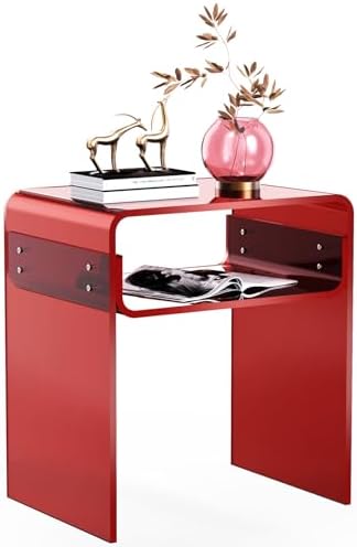 Clear Acrylic End Table 2-Tier Bedside Nightstand by SolaroundAcrylicFurniture