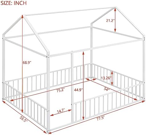 Flieks Full Size Metal Bed House Bed Frame - Image 2