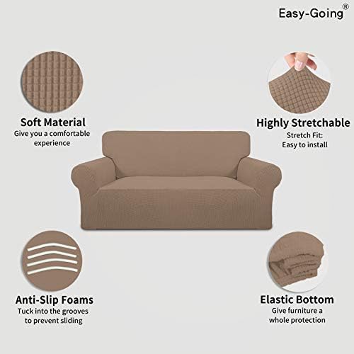 Easy-Going Stretch Loveseat Couch Covers Washable Camel - Image 3