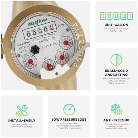 DN20 3/4"NPT Gallon Water Meter, Lead Free Meter, Cold Water Meter - Image 3