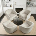 Pia Ricco Set of 4 Oversized Velvet 360° Swivel Barrel Accent Chair Ivory by PiaRicco