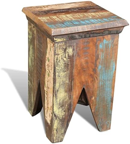Handcrafted Reclaimed Wood Stool, Vintage Rustic Accent Side Table, Stable - Image 5
