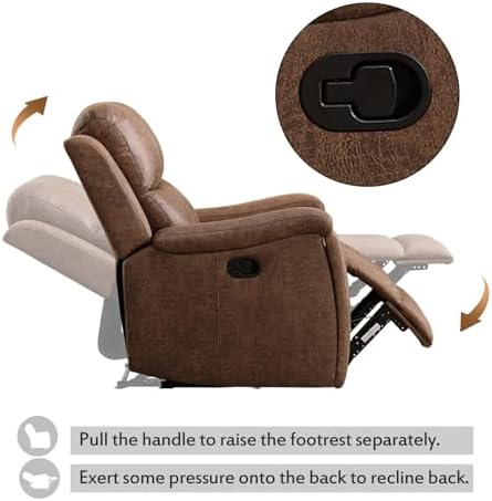 CANMOV Leather Recliner Chair, Classic and Traditional Manual Recliner Chair - Image 7