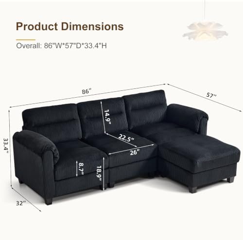 HAOMARKETS 90" Wide Modular L Shaped Sofa Couch - Image 2