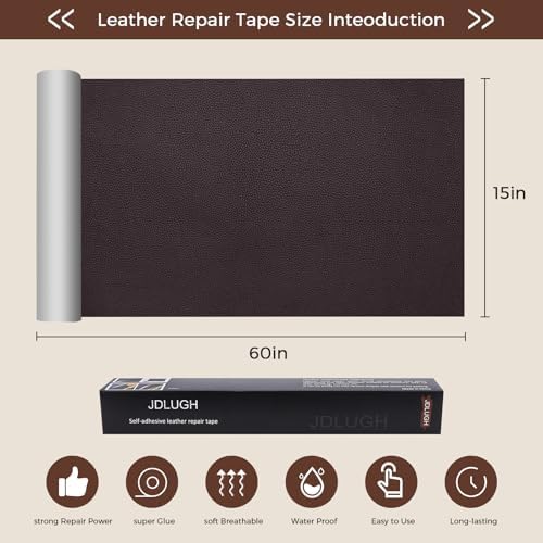 JDLUGH Leather Repair Patch Tape kit, 15x60 Inch, Dark Brown2.0 - Image 3