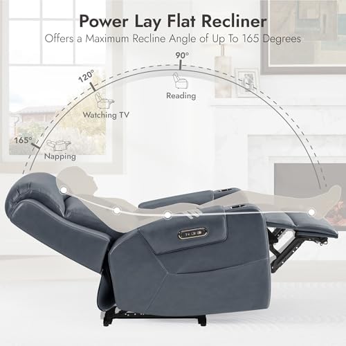 Watson & Whitely Genuine Leather Lay Flat Power Recliner Chair - Image 4
