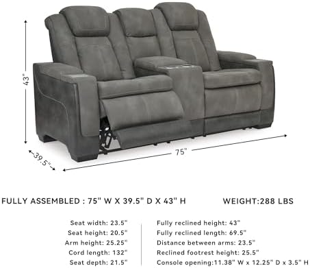 Signature Design by Ashley Power Reclining Loveseat - Image 3