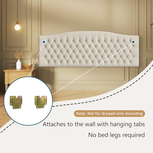 Furpopup Linen King Size Headboard Only, Upholstered Wall Mount - Image 5