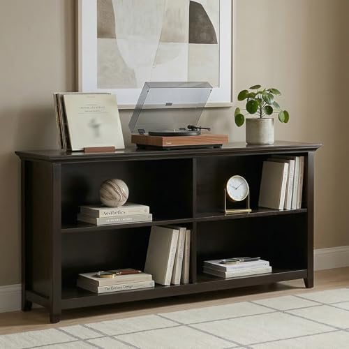SIMPLIHOME Amherst 30" Tall Solid Wood 4-Shelf Bookcase in Hickory Brown - Image 2